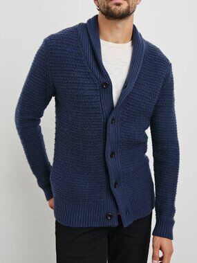 Rails Shepley Shawl Collar Cardigan Navy Cotton Knit Mens XL